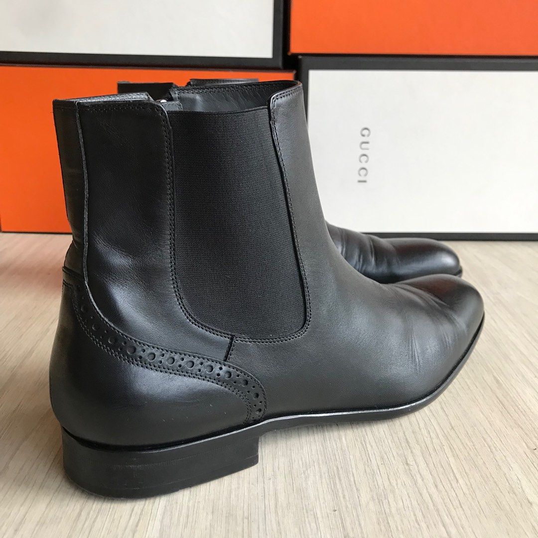 Hugo Boss Ankle Boots with zip leather black size 43 1 2 Men s