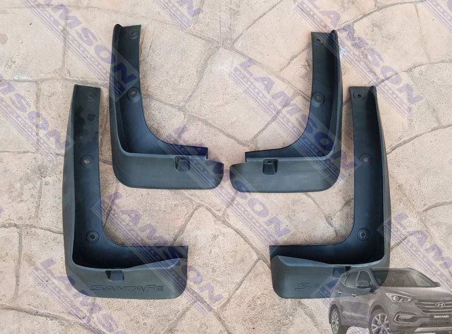 Hyundai Santa Fe DM 2013 - 2018 Mudguards (Category: Other Automotive Parts and Accessories) located in Makati City. Submitted by electrovox (Listing ID 1233257511, Image 1). Description: -Fits Hyundai Santa Fe 2013 onwards -4 pcs / set -Material: PU Plastic -Bolt on installation only -No drilling needed Electrovox Enterprises 1830B Evangelista st. Brgy bangkal makati city. beside UNCLE JOHN. look for Mr Dee (Globe) 0917 522 4997 or (Smart) 0969 