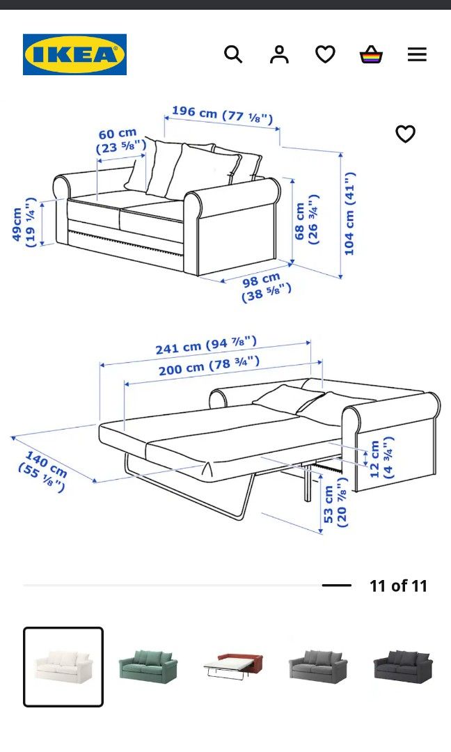 Ikea Gronlid Sofa Bed, Furniture & Home Living, Furniture, Sofas on