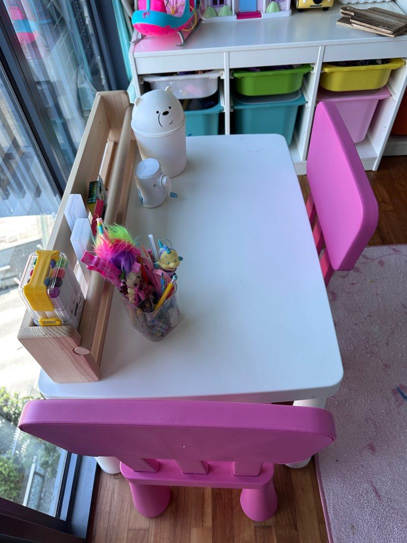 IKEA kids table& 2 chair and book shelf, Babies & Kids, Baby Nursery