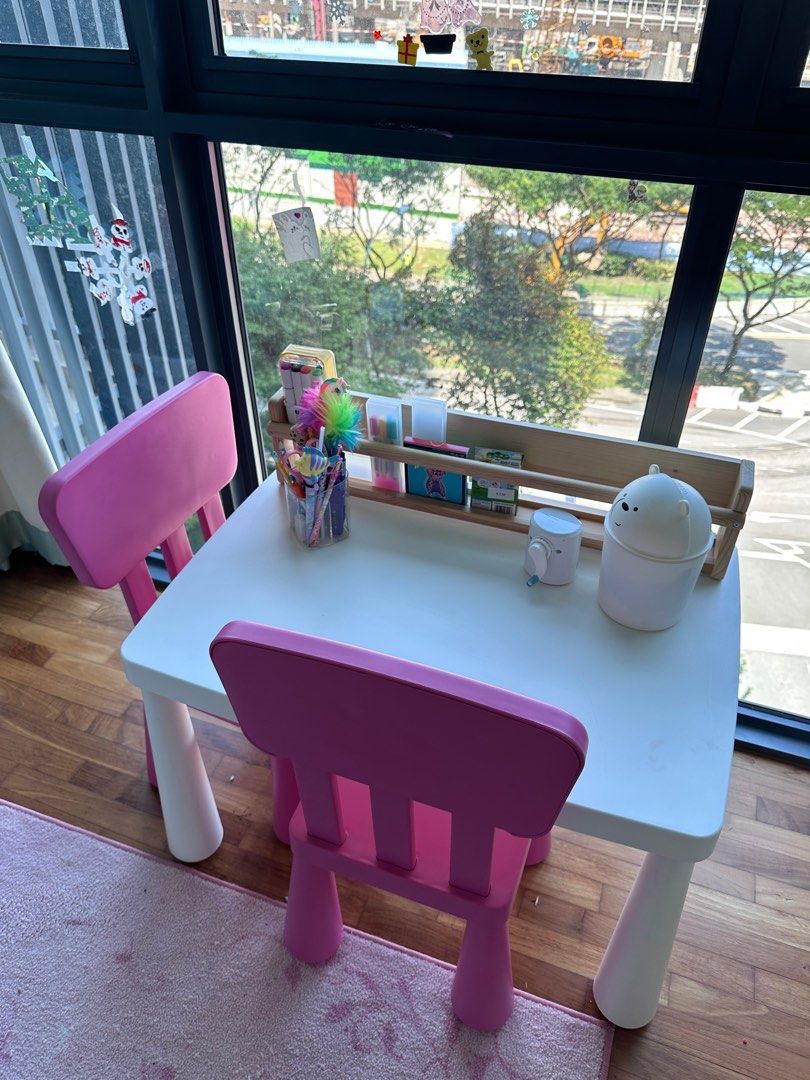 IKEA kids table& 2 chair and book shelf, Babies & Kids, Baby Nursery