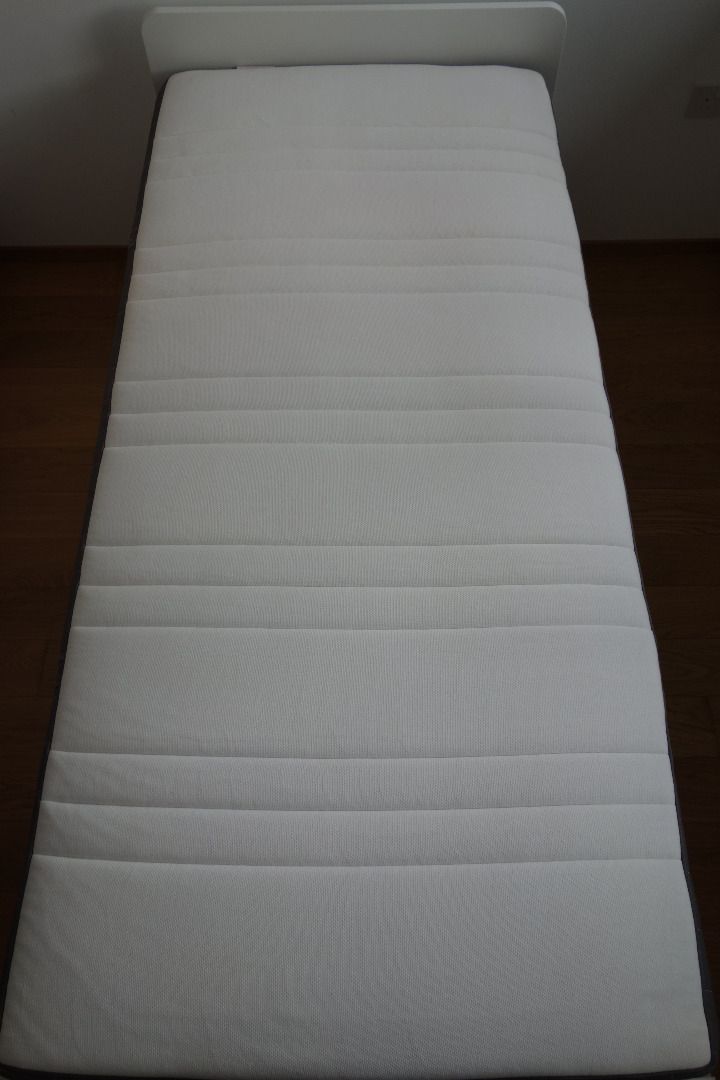 Ikea Slakt single bed & Hovag pocket spring mattress, Furniture & Home