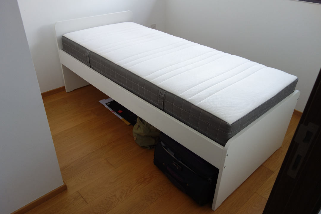 Ikea Slakt single bed & Hovag pocket spring mattress, Furniture & Home