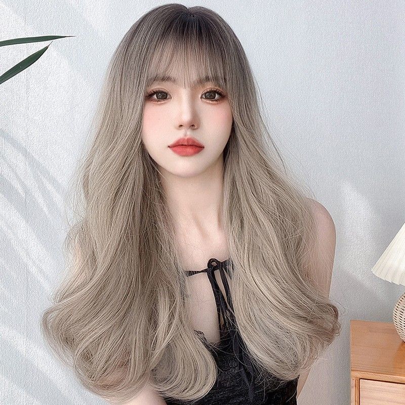 INSTOCK Korean Silver Ash Grey 2 Tone Gradient Airy Bangs Natural