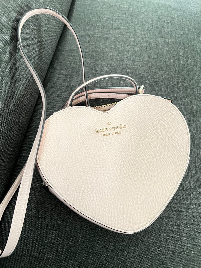 Kate Spade New York Love Shack Chalk Pink Leather Zip Heart Purse Crossbody  | eBay