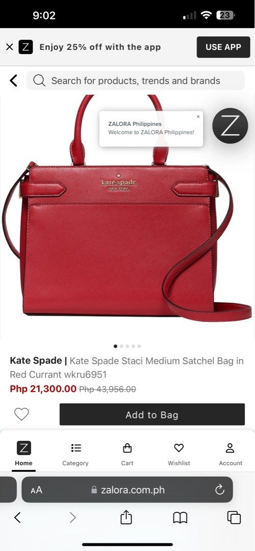 Buy Kate Spade Kate Spade Staci Medium Satchel Bag in Red Currant wkru6951  Online