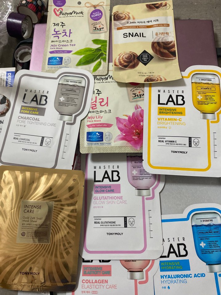 Korean Masks Pore, Snail 24K gold Mucus Mucin, Brightening, Hydrating