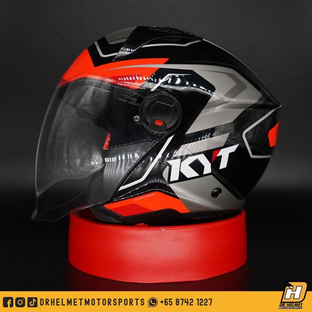 KYT Helmet D City Overtech Black Orange PSB Approved