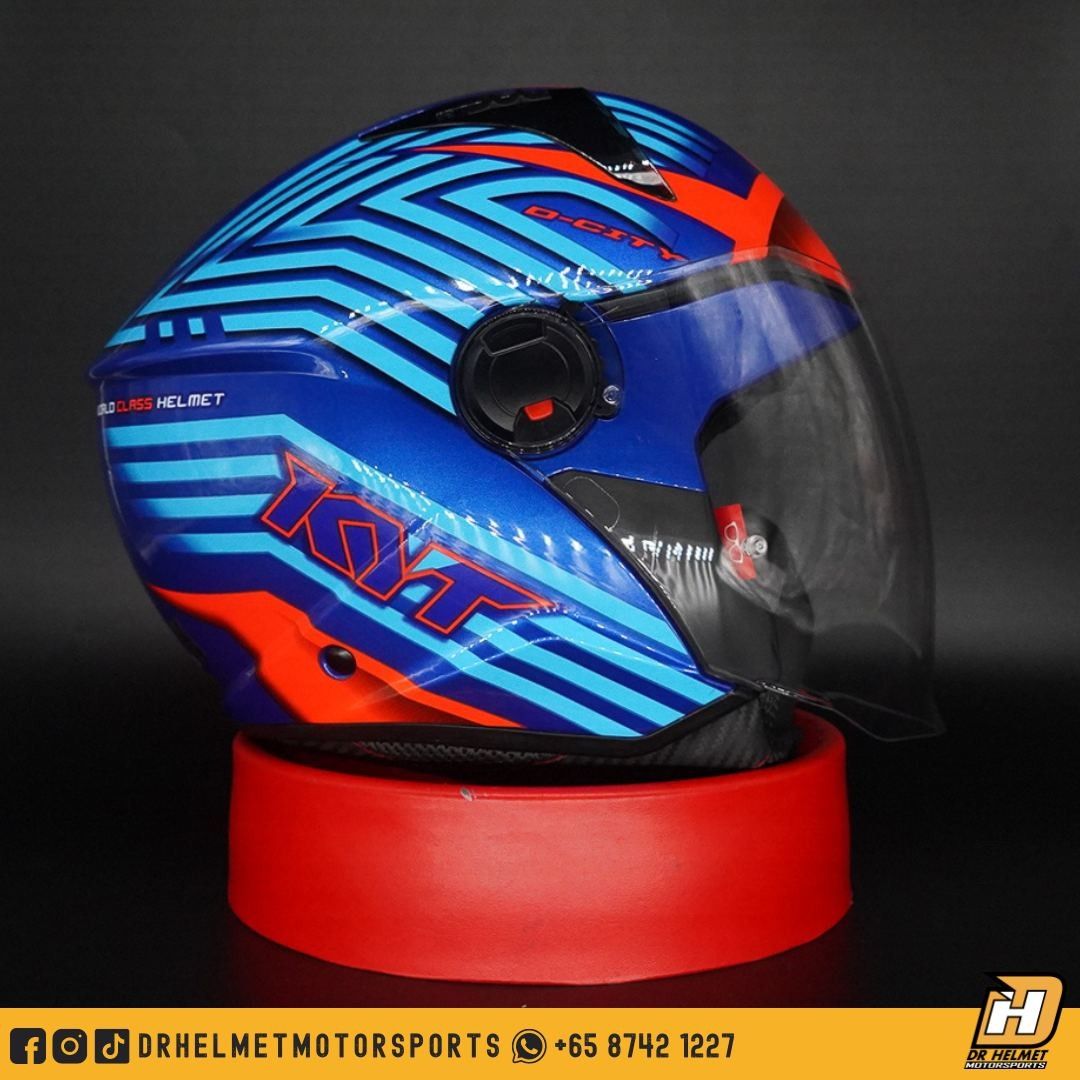 KYT Helmet DCity Stripe Blue Orange (PSB Approved), Motorcycles