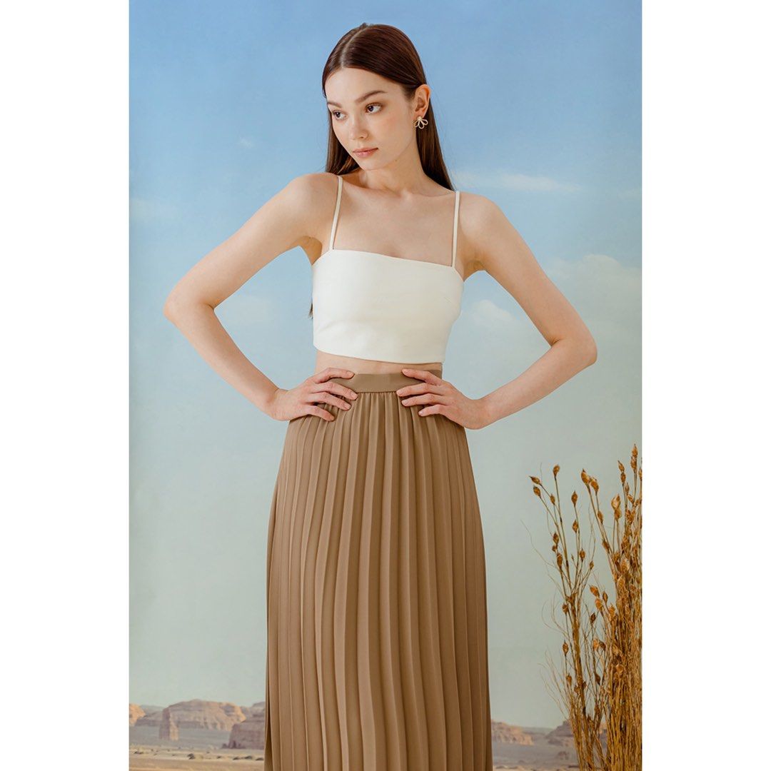 LAB AIRI PLEATED MAXI SKIRT CREAM