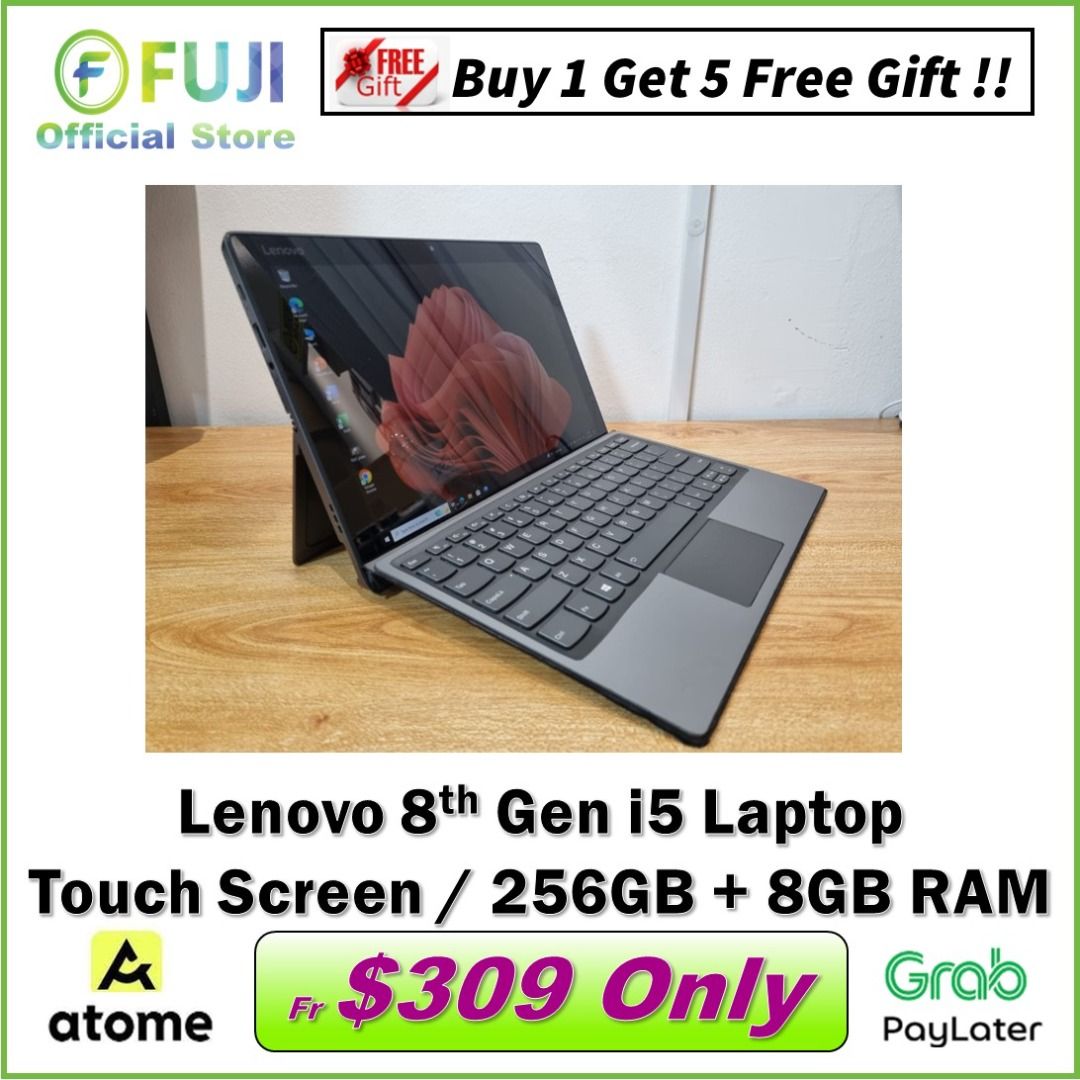Lenovo 8th Gen i5 SSD Laptop 8GB RAM 256GB 2 In 1 Touch Screen Function Free MS Office Fast Processor Cheapest Deal