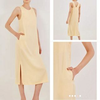 LOVE BONITO resort wear daffodil yellow vback column dress ,bali, beach
