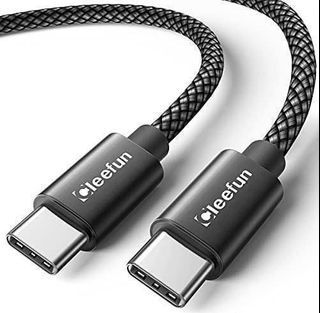 (M9183) CLEEFUN USB C to USB C Cable [2ft Pack, 60W USB Type C Braided PD Fast Charging Cable Compatible for Samsung Galaxy S21 S20 S21+ Ultra Note 20 10, A71 A72 A70 A52 A51 5G, Pixel 5 4 4a 3a XL, Switch