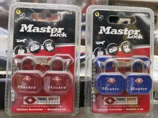 Master Lock TSA Approved Luggage Lock 4681TBLR 1-1/4” 2 Pcs Set  (32mm) Red, Blue