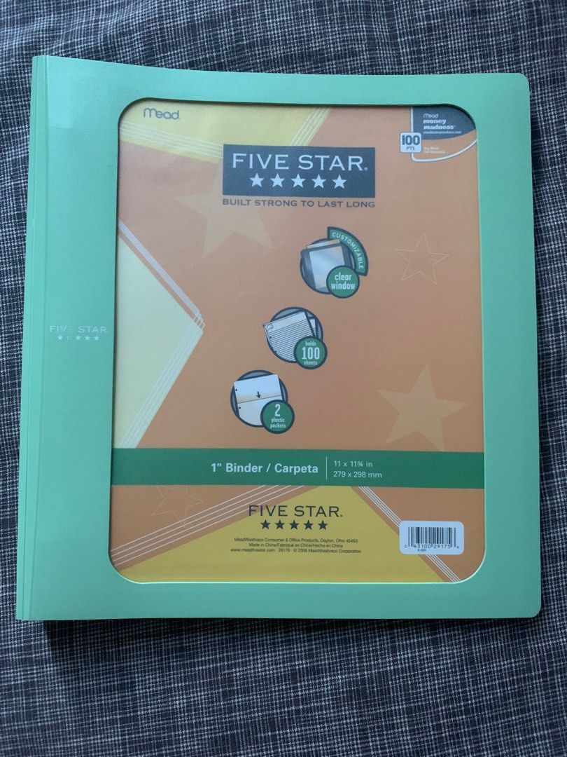 Mead Five Star 1" Binder with Customizable Window, Hobbies & Toys