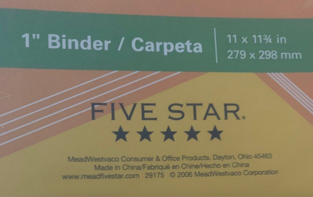 Mead Five Star 1" Binder with Customizable Window, Hobbies & Toys