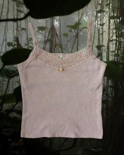 nautica ribbed knit cami lace top