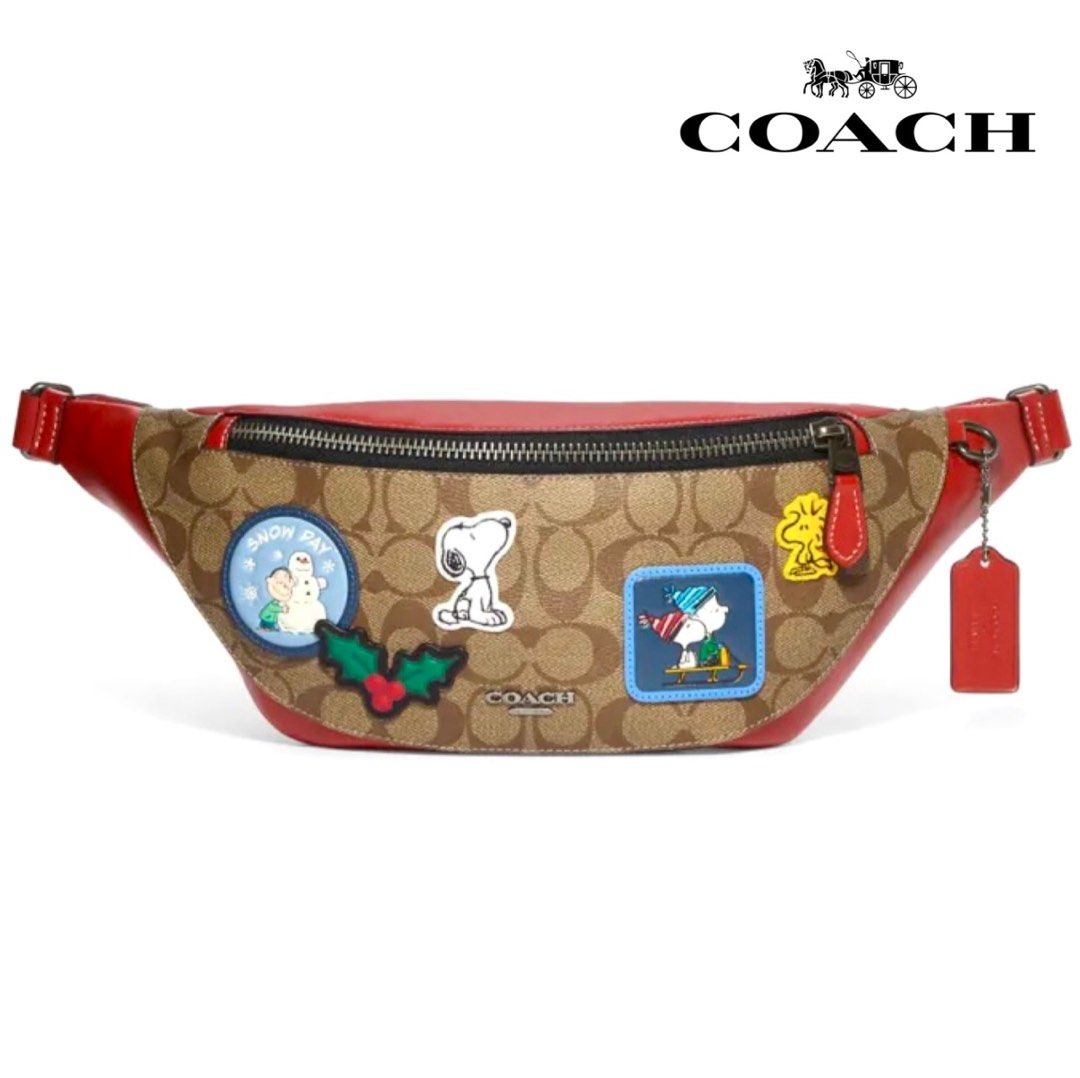 New Coach Original CE541 Snoopy Warren Belt Bag With Varsity Motif Women Men Crossbody Chest Waist Pouch Beg with Full Set of Coach Package