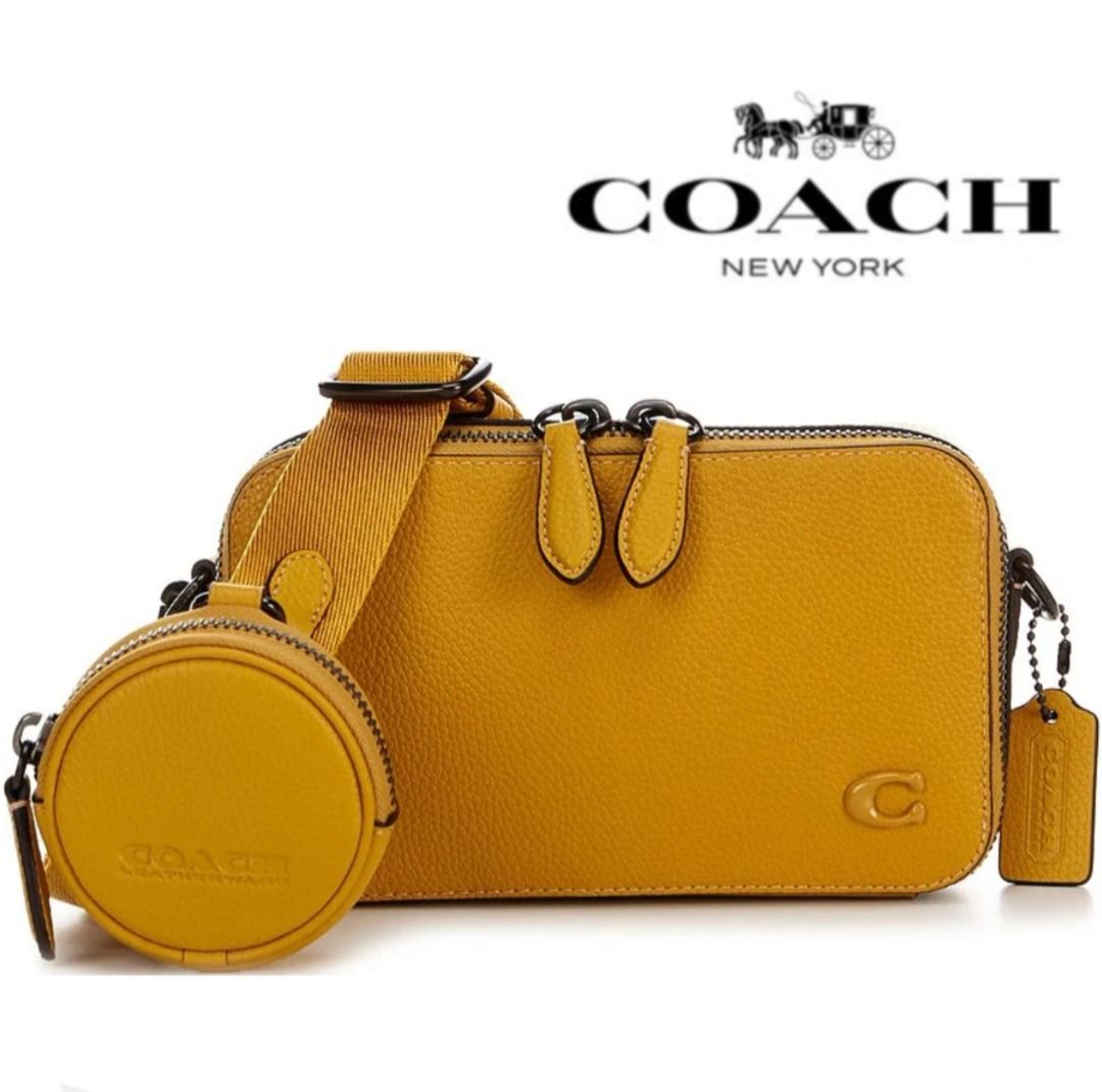 New Coach Original Yellow Limited Collection Charter Slim Crossbody Sling Bag For Men Women Come With Complete Set Suitable For Gift