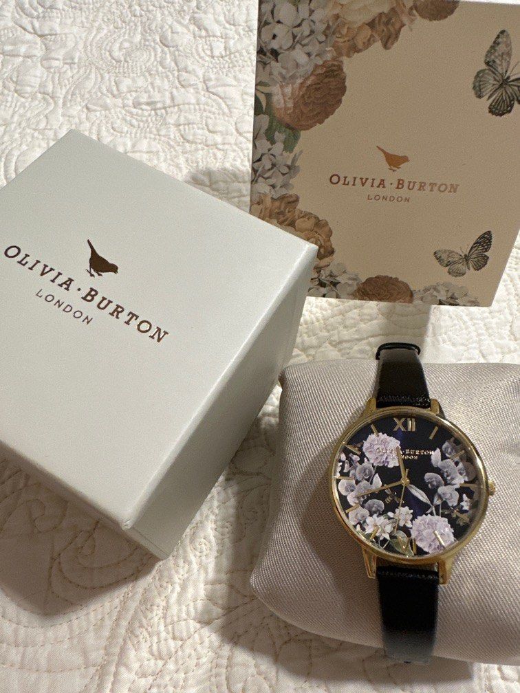 Olivia burton 2025 black leather watch