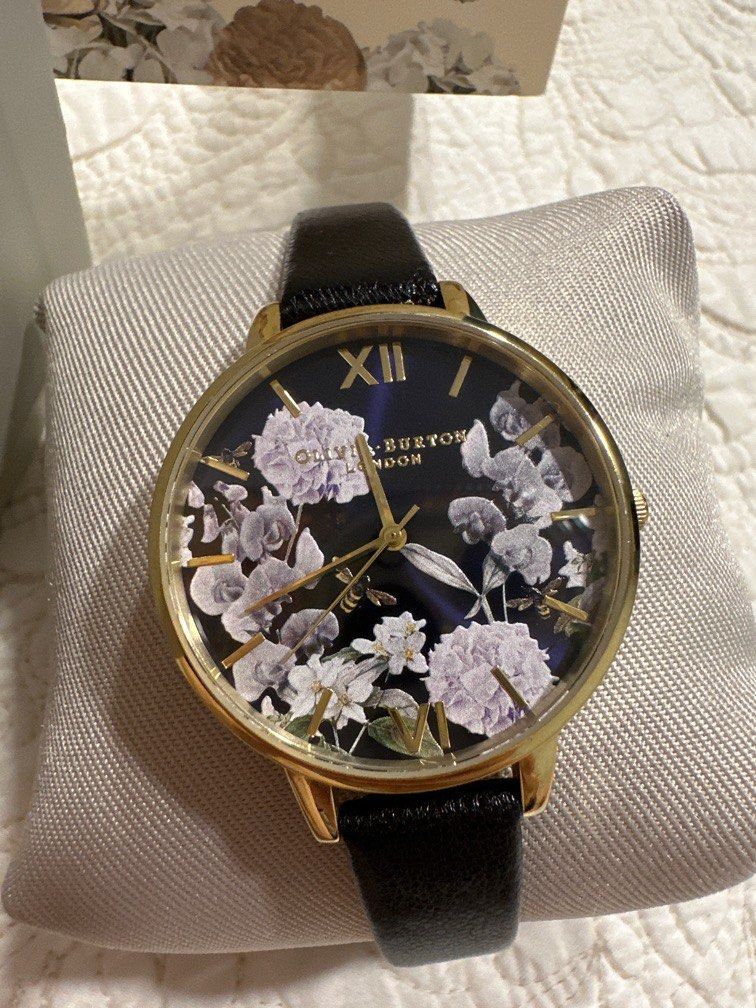 Olivia burton black floral watch hotsell