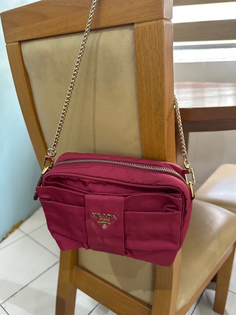 Prada Fuchsia bow tessuto bag, Luxury, Bags & Wallets on Carousell