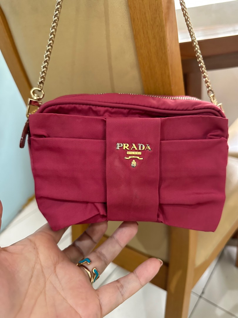 Prada Fuchsia bow tessuto bag, Luxury, Bags & Wallets on Carousell