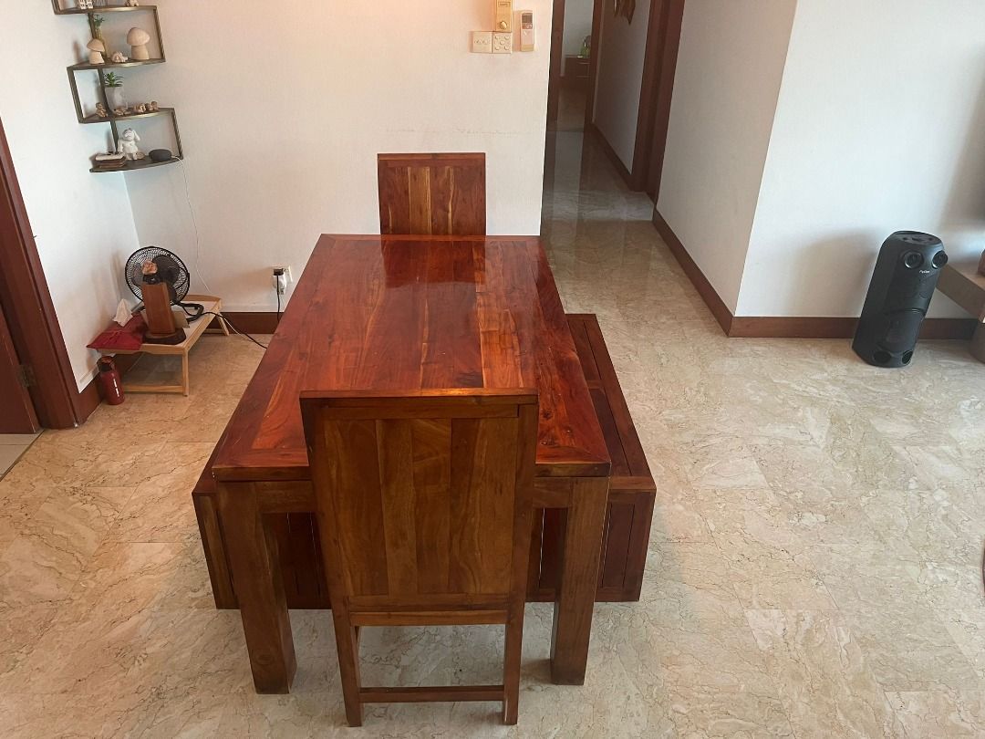 Pure teak wood on sale dining table