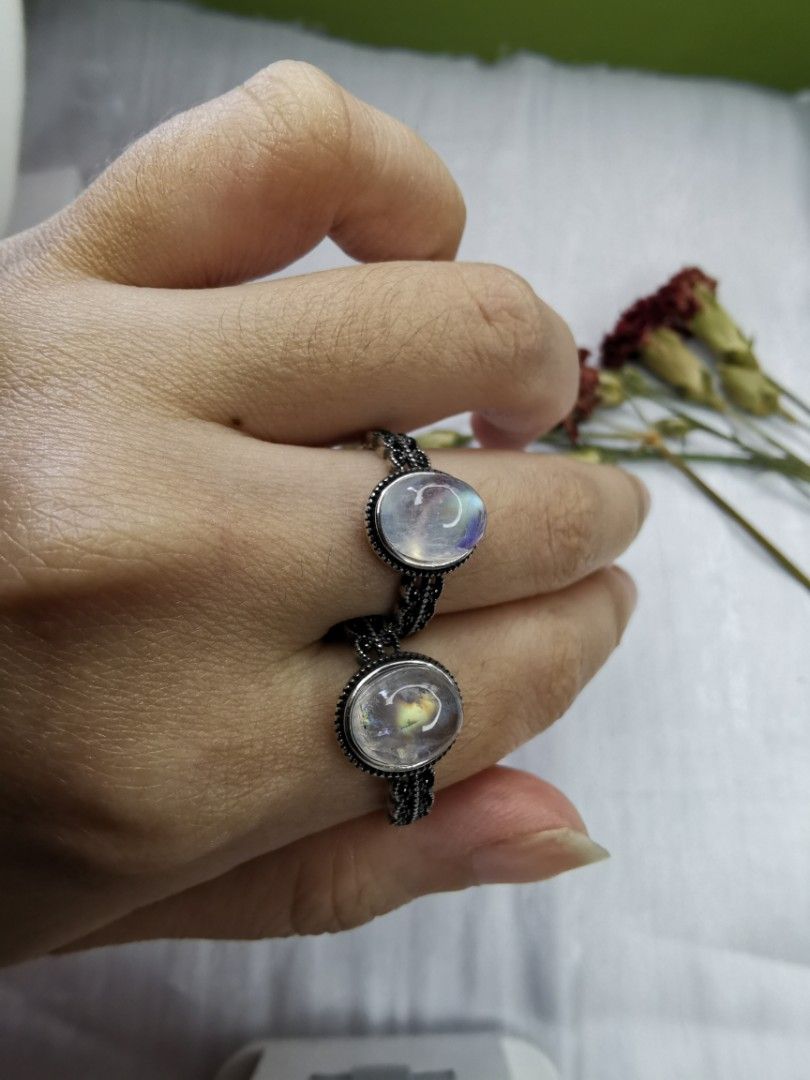 Rainbow moonstone rings hot sale