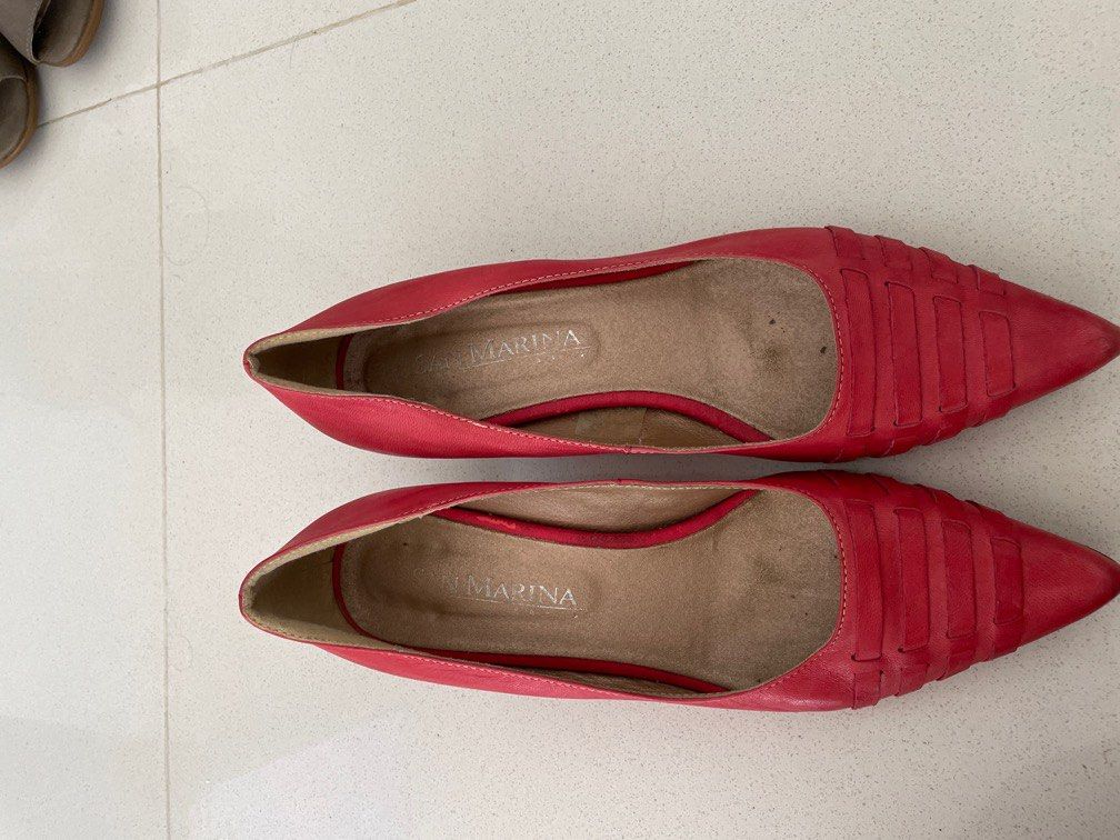 Red leather shoes womens top