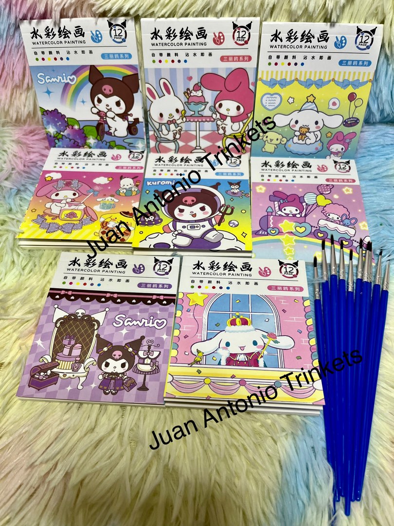 sanrio-diy-painting-notepad-water-color-paint-set-on-carousell
