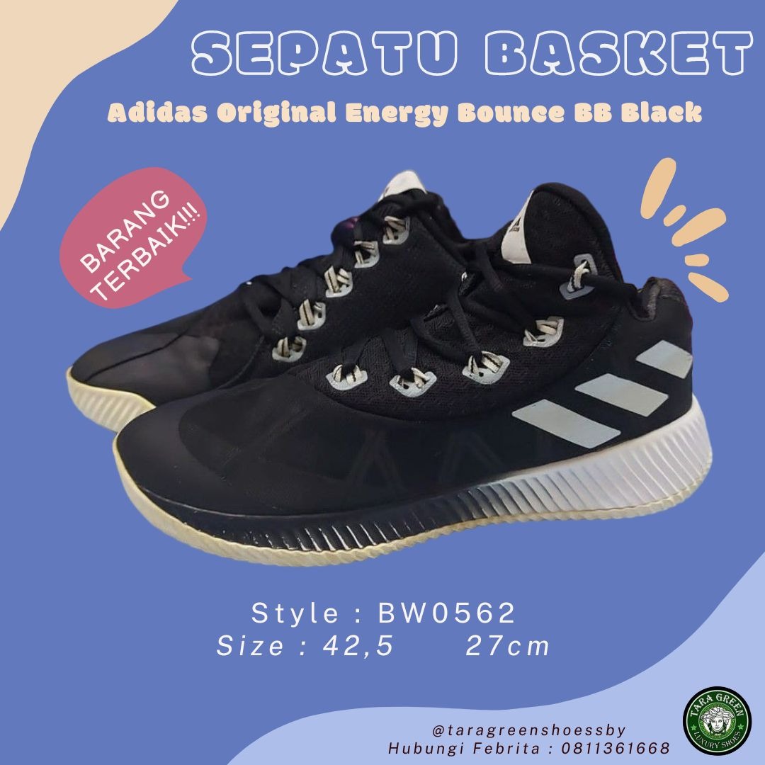 Sepatu Basket Adidas Original Energy Bounce BB Black BW0562 Size 42 5 Olah Raga Perlengkapan Olahraga Lainnya di Carousell