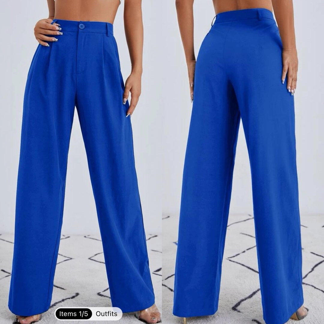 SHEIN ROYAL BLUE WIDELEG TROUSER PANTS, Women's Fashion, Bottoms, Other ...