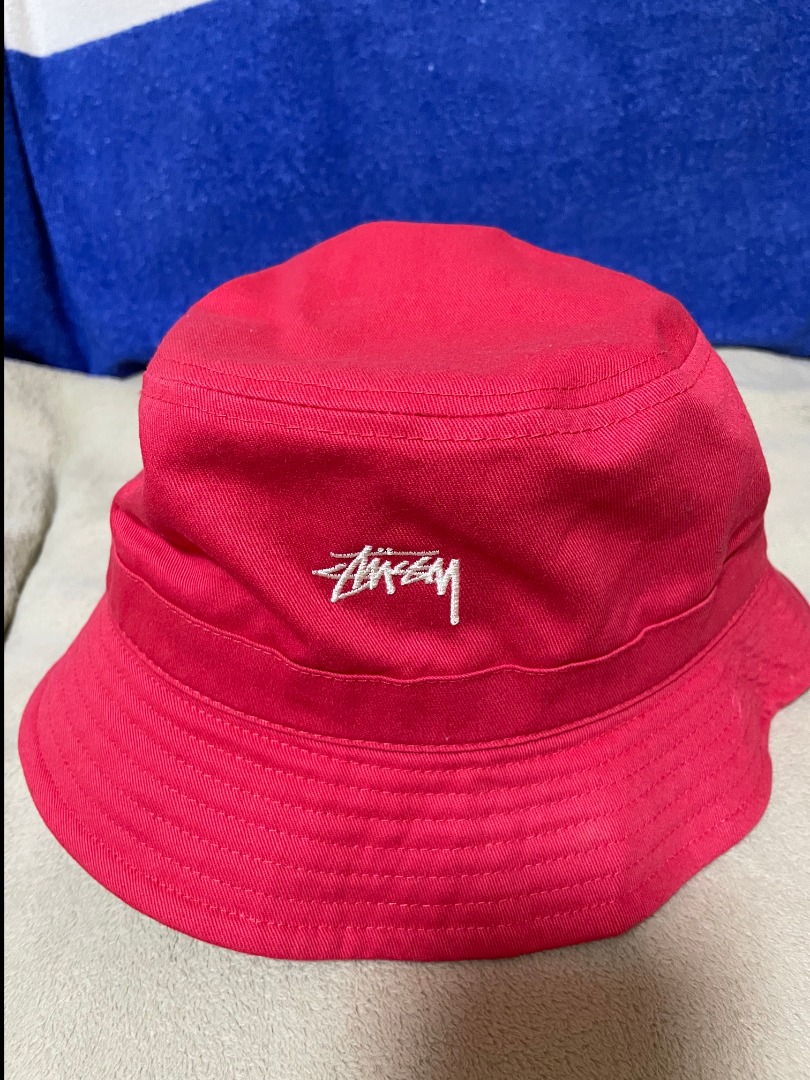 stussy/bucket hat/stussy hat/red cap, Women's Fashion, Watches