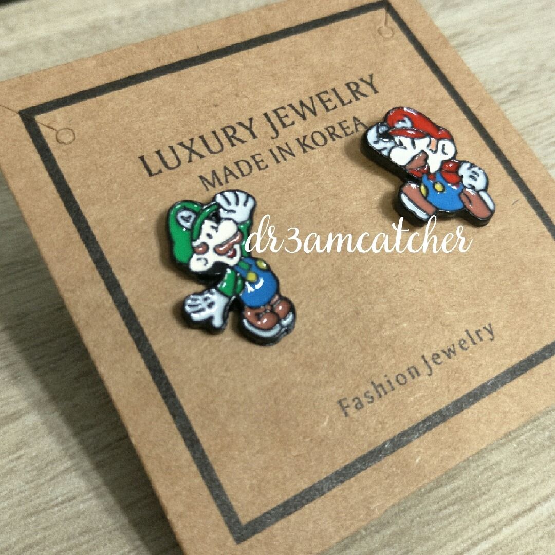 Super Mario Brothers Mario and Luigi earrings earstuds ear studs