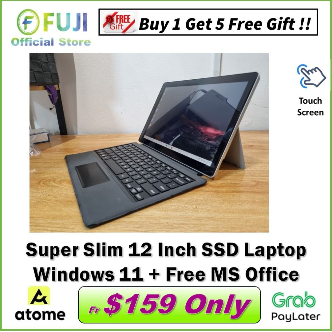 Super Slim 12.2 SSD Laptop - Fast Boot Up - Windows 11 + Free MS Office ...