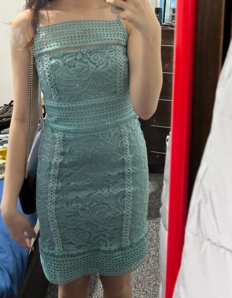 topshop turquoise lace dress