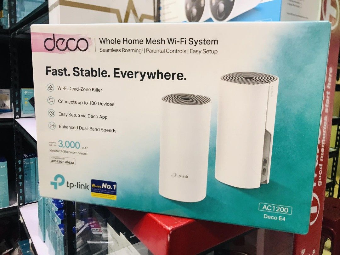 💯TP-Link Deco E4 AC1200 Whole Home Mesh WiFi System 2PACK (Category: Networking) located in Makati City. Submitted by techubstoreandaccessories (Listing ID 1233254822, Image 2). Description: TP-Link Deco E4 AC1200 Whole Home Mesh WiFi System 2PACK Onhand ready to ship‼️‼️ ✅BRANDNEW ORIGINAL & SEALED ✅ACTUAL PICTURE POSTED ✅ACCEPT WALK IN/PICK UP CLIENT (Mon-Fri 8am-7pm)( Saturday10am-4pm) 📍Location: Evangelista St. Makati City ✅ACCEPT BULK ORDE