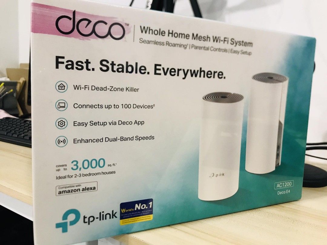 💯TP-Link Deco E4 AC1200 Whole Home Mesh WiFi System 2PACK (Category: Networking) located in Makati City. Submitted by techubstoreandaccessories (Listing ID 1233254822, Image 3). Description: TP-Link Deco E4 AC1200 Whole Home Mesh WiFi System 2PACK Onhand ready to ship‼️‼️ ✅BRANDNEW ORIGINAL & SEALED ✅ACTUAL PICTURE POSTED ✅ACCEPT WALK IN/PICK UP CLIENT (Mon-Fri 8am-7pm)( Saturday10am-4pm) 📍Location: Evangelista St. Makati City ✅ACCEPT BULK ORDE