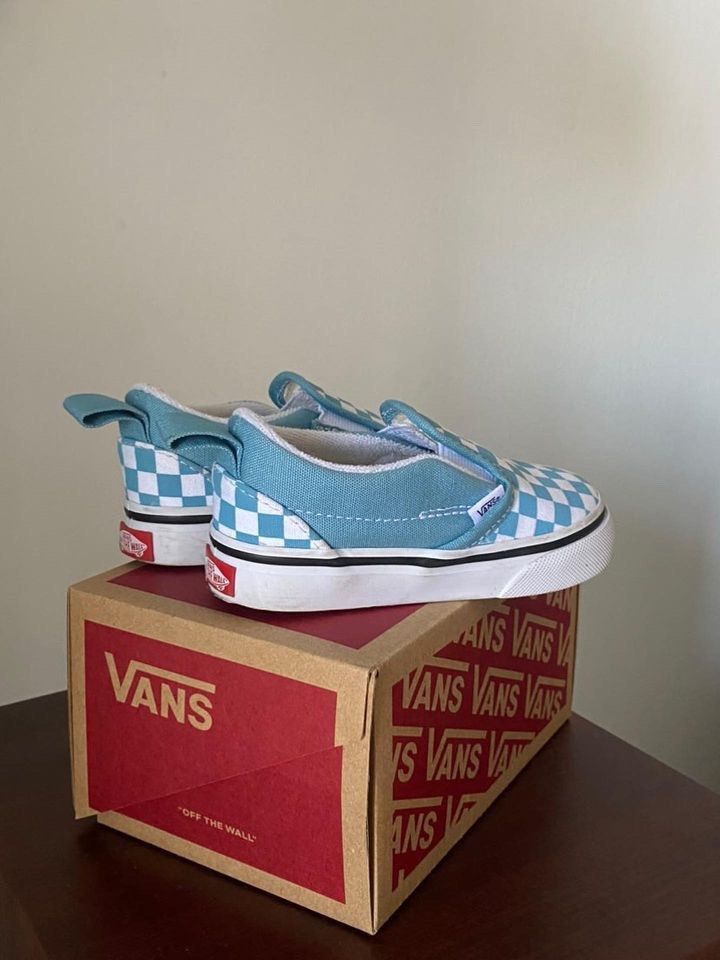 VANS KIDS SHOES BLUE CHECKERED UK5.5 Babies Kids Babies Kids