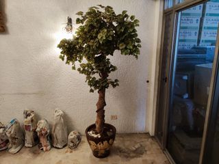 Vintage 7ft Artificial Plant Tree with Planter