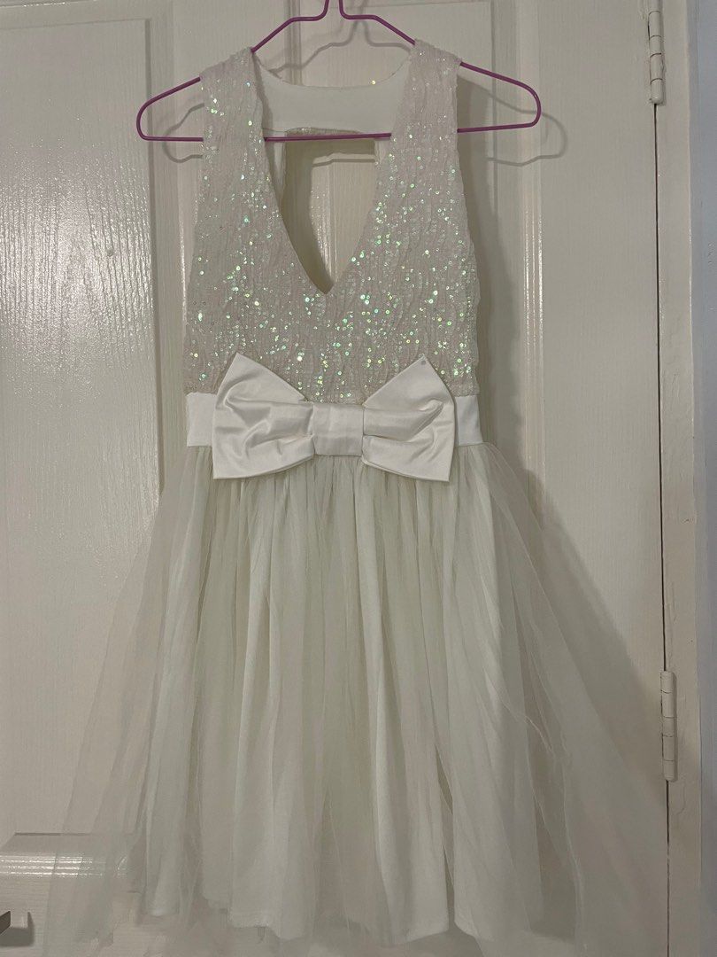 White sequin clearance party dress