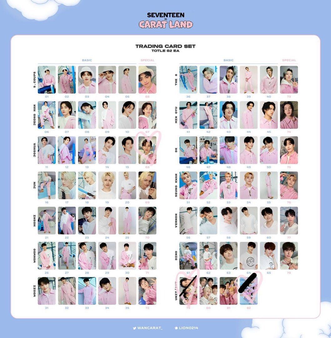 wtt/wts seventeen svt caratland 2023 trading card pcs, Hobbies