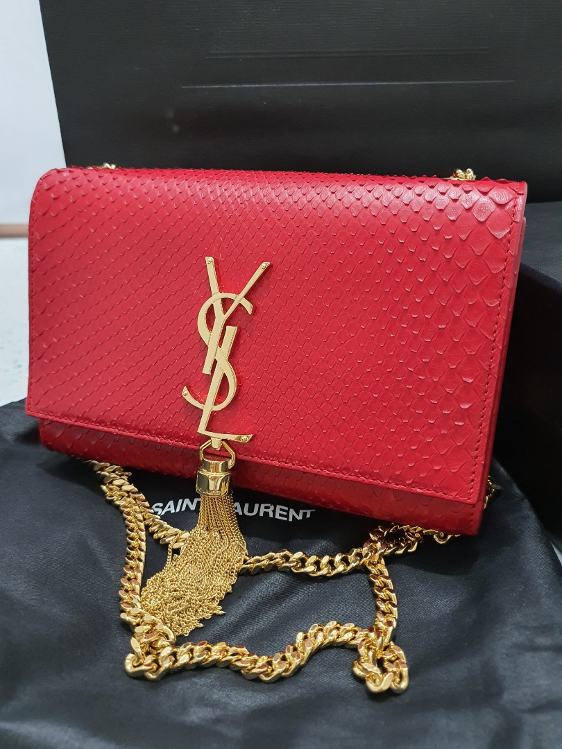 Chanel Red Python Leather Jumbo Classic Double Flap Bag Chanel
