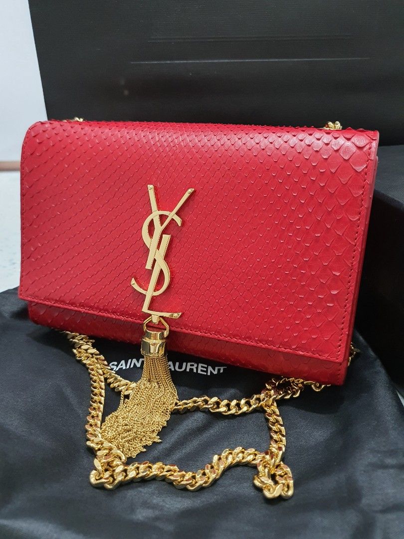 YSL Pompom Kate Red Python crossbody bag Luxury Bags Wallets