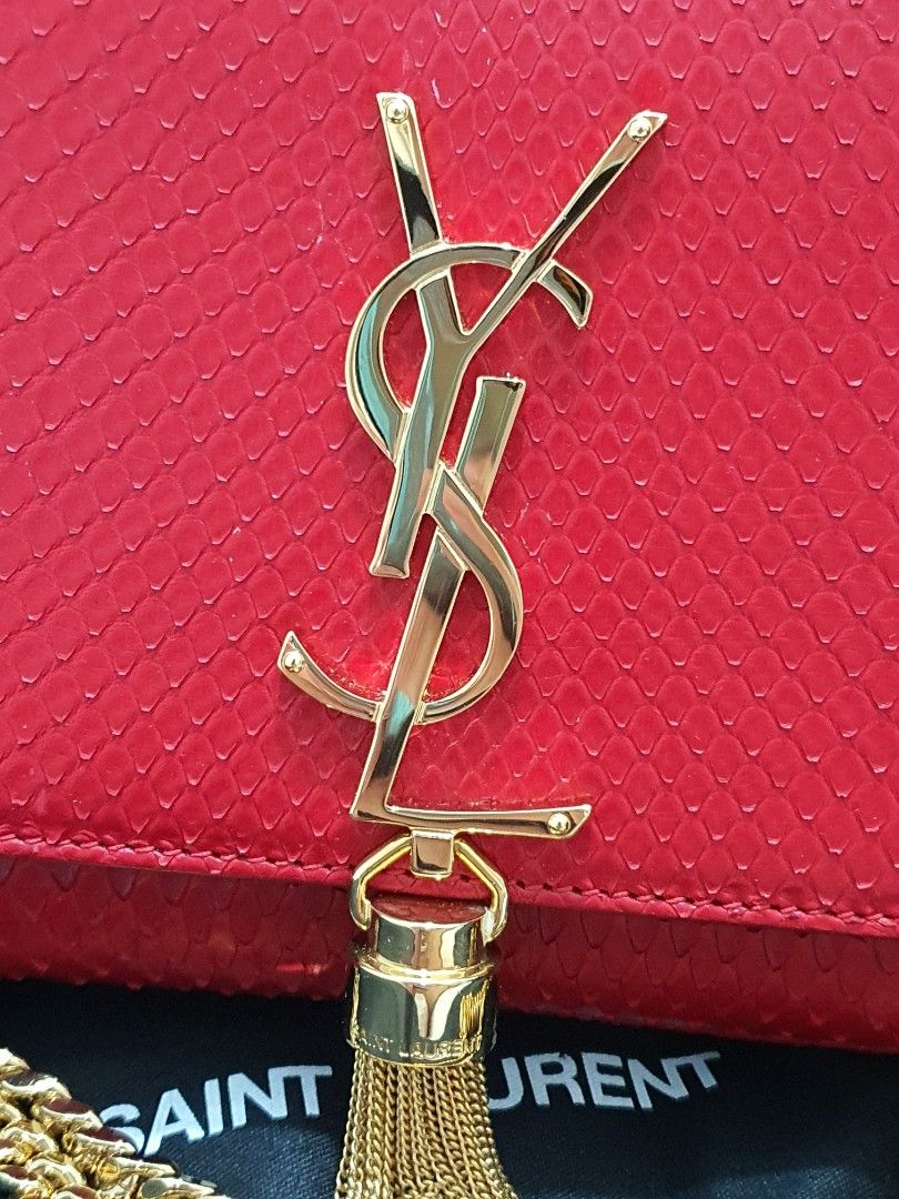 YSL Pompom Kate Red Python crossbody bag Luxury Bags Wallets on Carousell