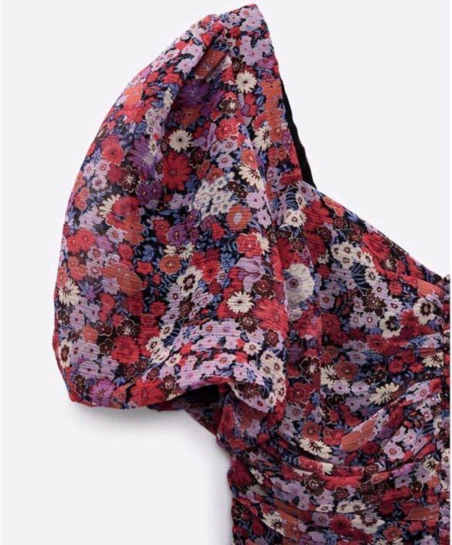 Zara Floral Printed Draped Dress on Carousell