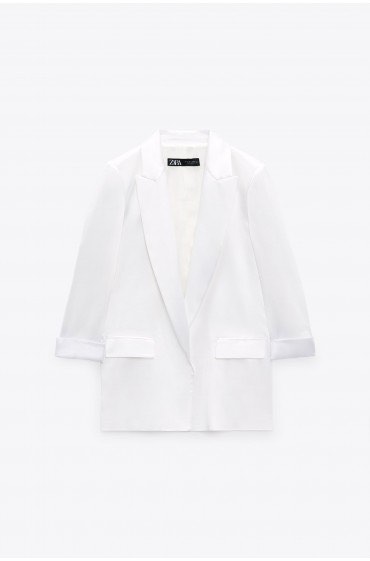 FIRE SALE] ZARA SATIN BLAZER WHITE, Women's Fashion, Coats