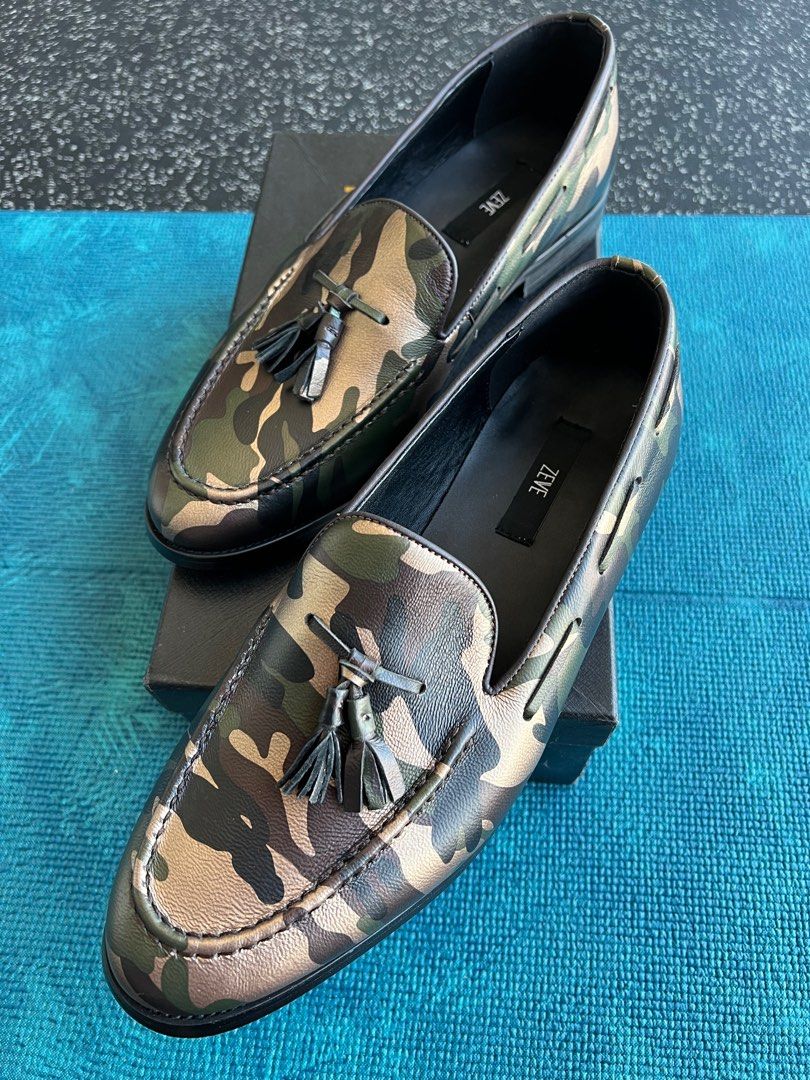 Dongger Men Loafers Dress Shoes Camouflage Pattern