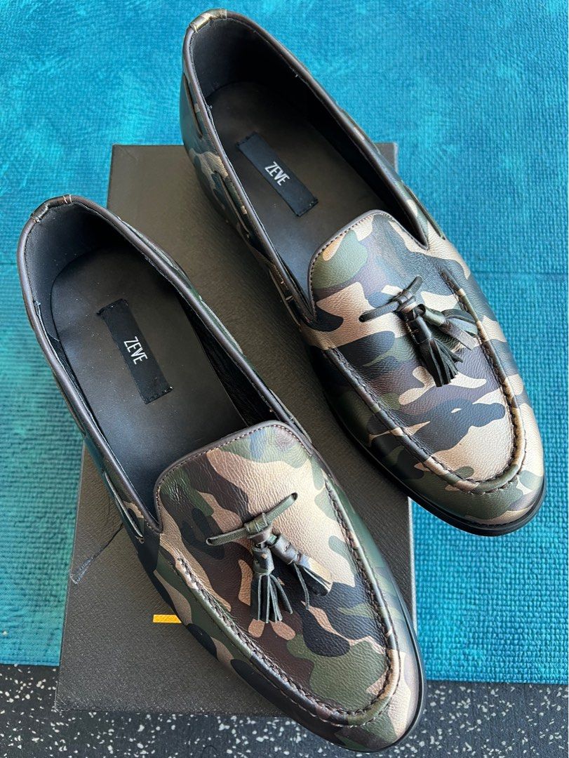  Dongger Men Loafers Dress Shoes Camouflage Pattern Casual Shoes  Men Working Shoes for Men Black Size 7